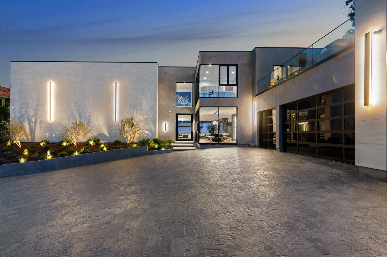 Image showing a stunning stamped concrete driveway installed by concrete driveway installers.