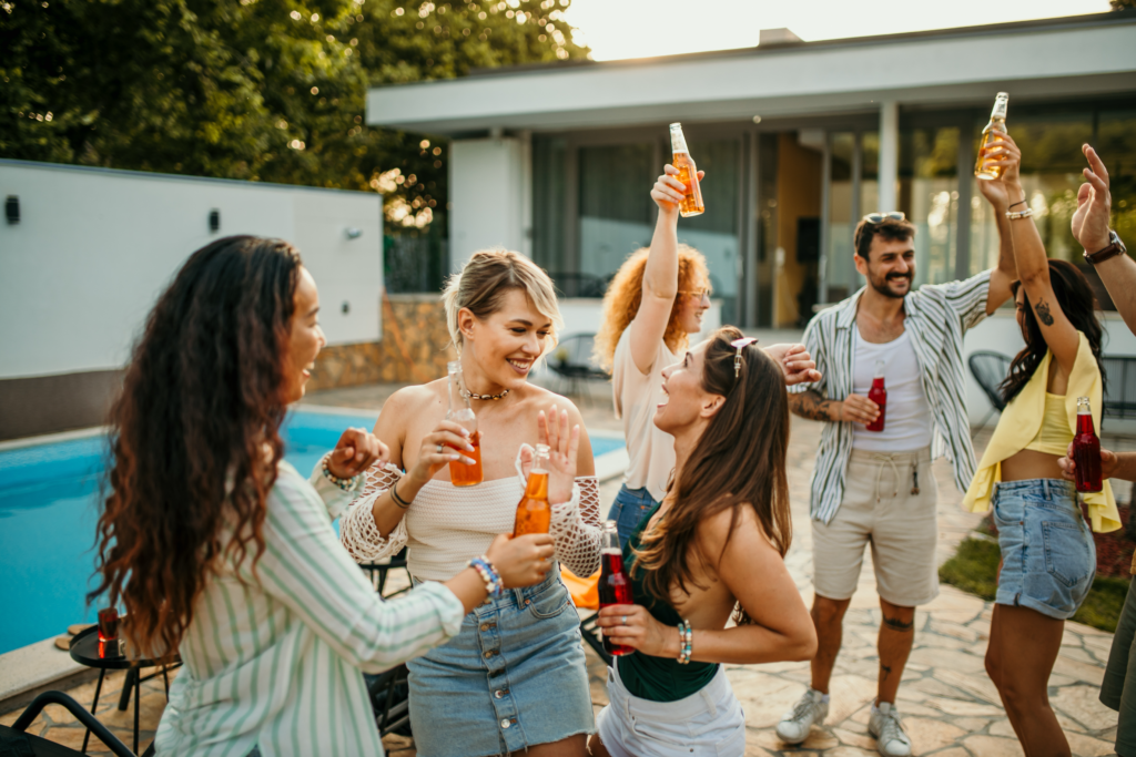 Image showcasing people celebrating with a pool party.